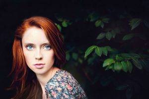 redhead women blue eyes women outdoors face