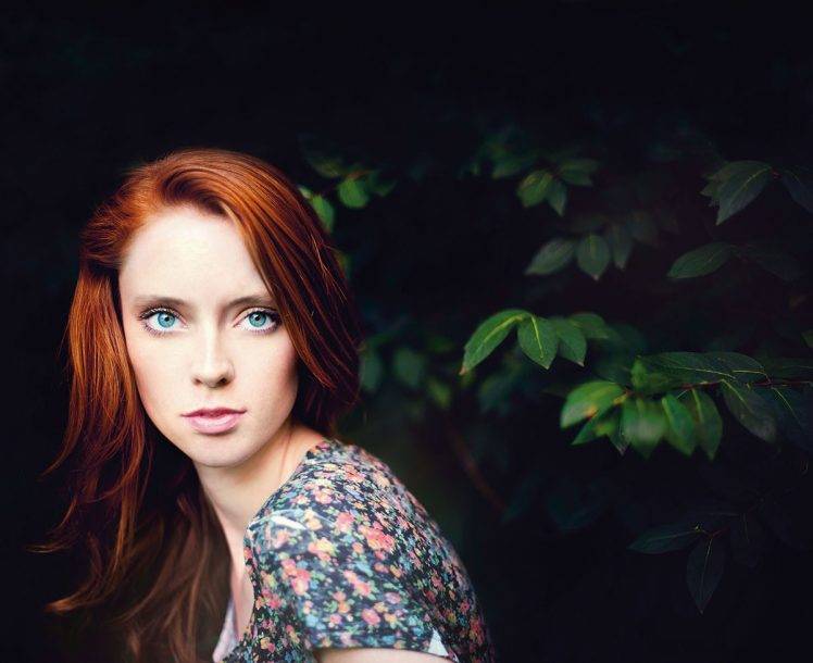 redhead women blue eyes women outdoors face HD Wallpaper Desktop Background