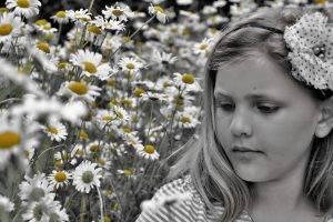 daisies children selective coloring flowers hair bows