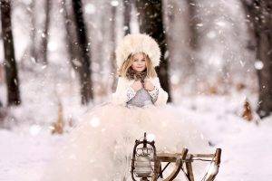 children snow lantern fur