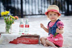 children coca cola polka dots jars bottles flowers
