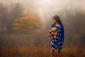 children teddy bears little girl blue dress depth of field jake olson nebraska