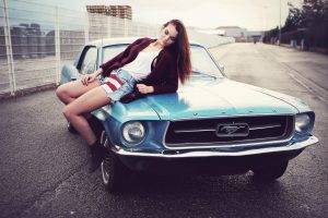ford mustang muscle cars women with cars