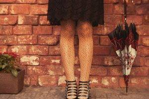 women stockings umbrella skirt bricks