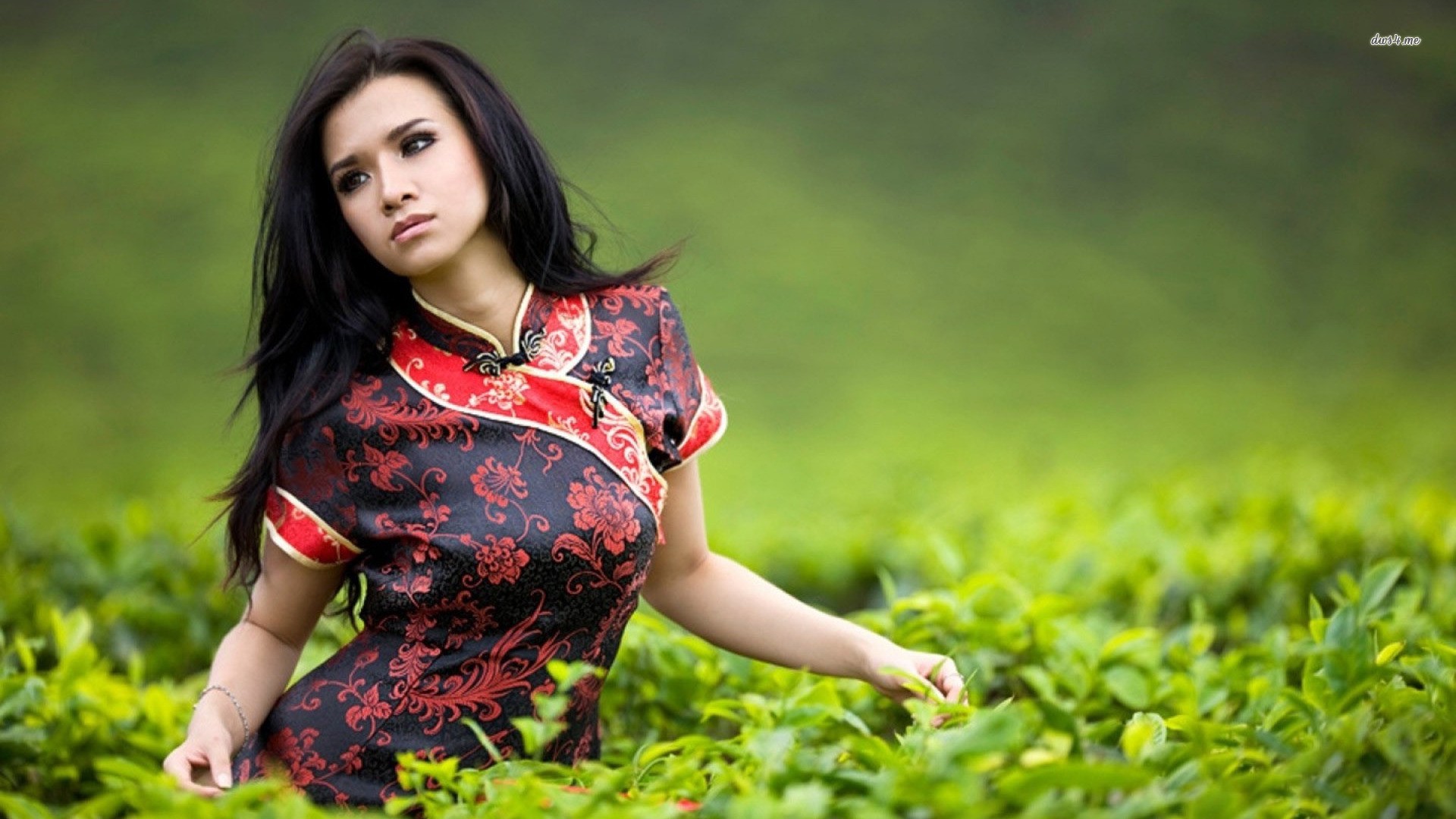 women model asian chinese clothing long hair women outdoors Wallpaper