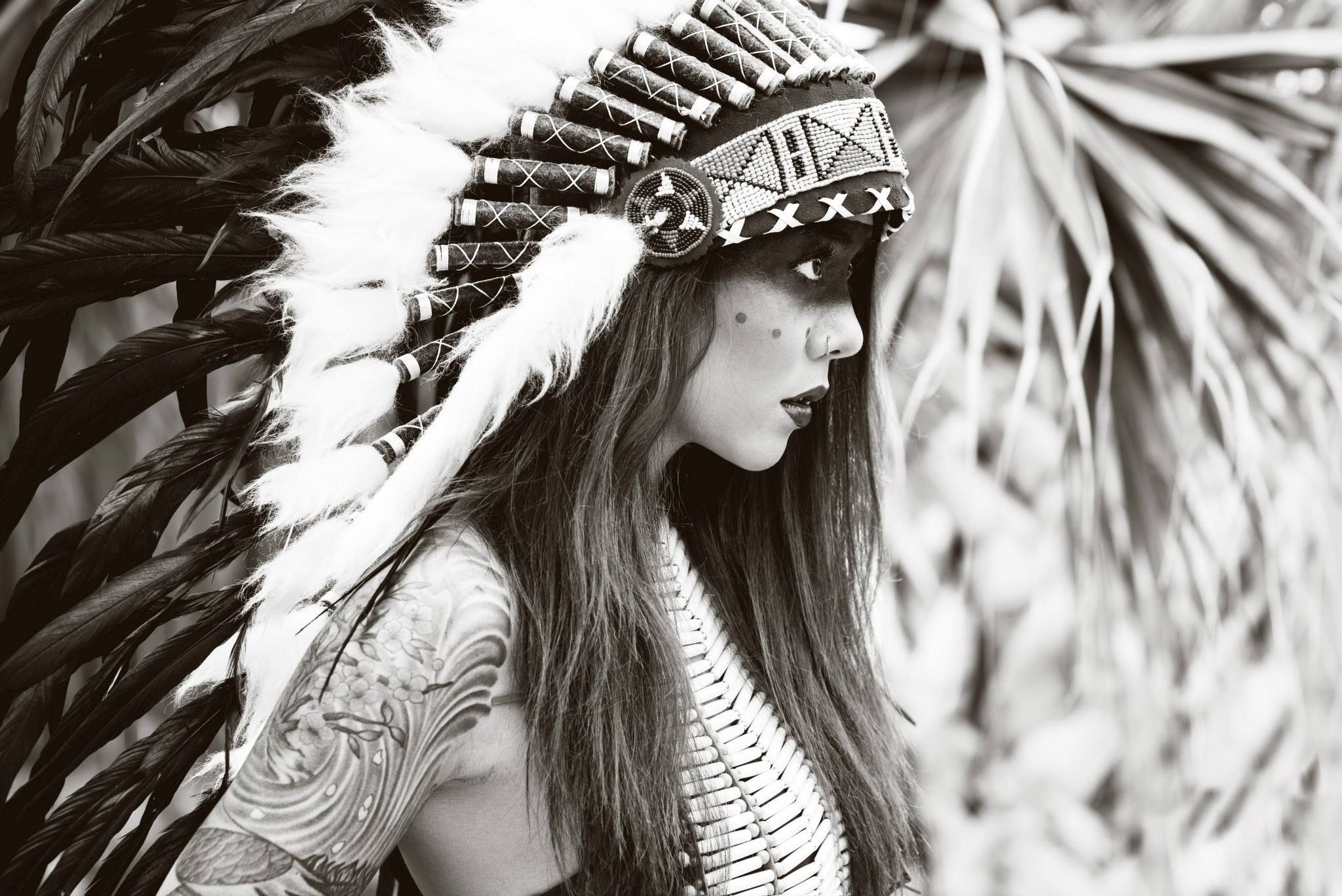 women sepia native americans headdress profile Wallpapers HD / Desktop and ...