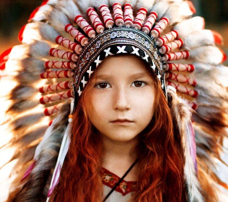 children eyes indian redhead headdress HD Wallpaper Desktop Background