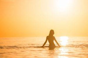 sea sunset women silhouette