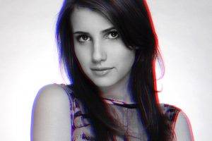 anaglyph 3d emma roberts face women looking at viewer simple background long hair