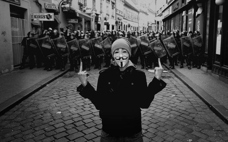 punk guy fawkes mask middle finger wasted youth HD Wallpaper Desktop Background