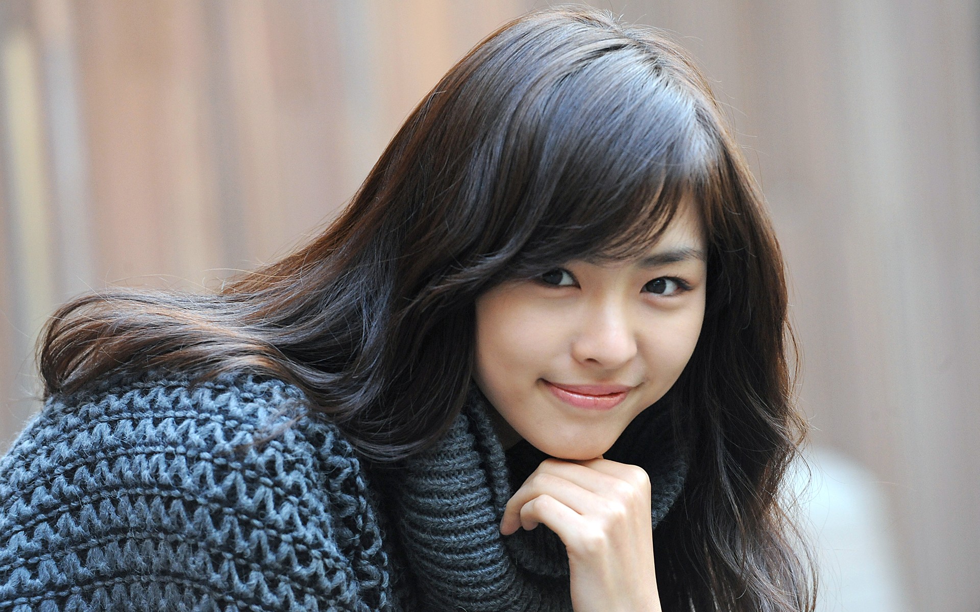 korean asian lee yeon hee sweater long hair women wavy hair dark eyes