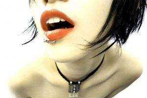 women face pierced lip