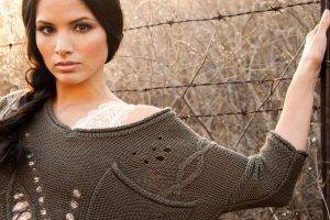 women model brunette long hair face women outdoors sweater katrina law actress