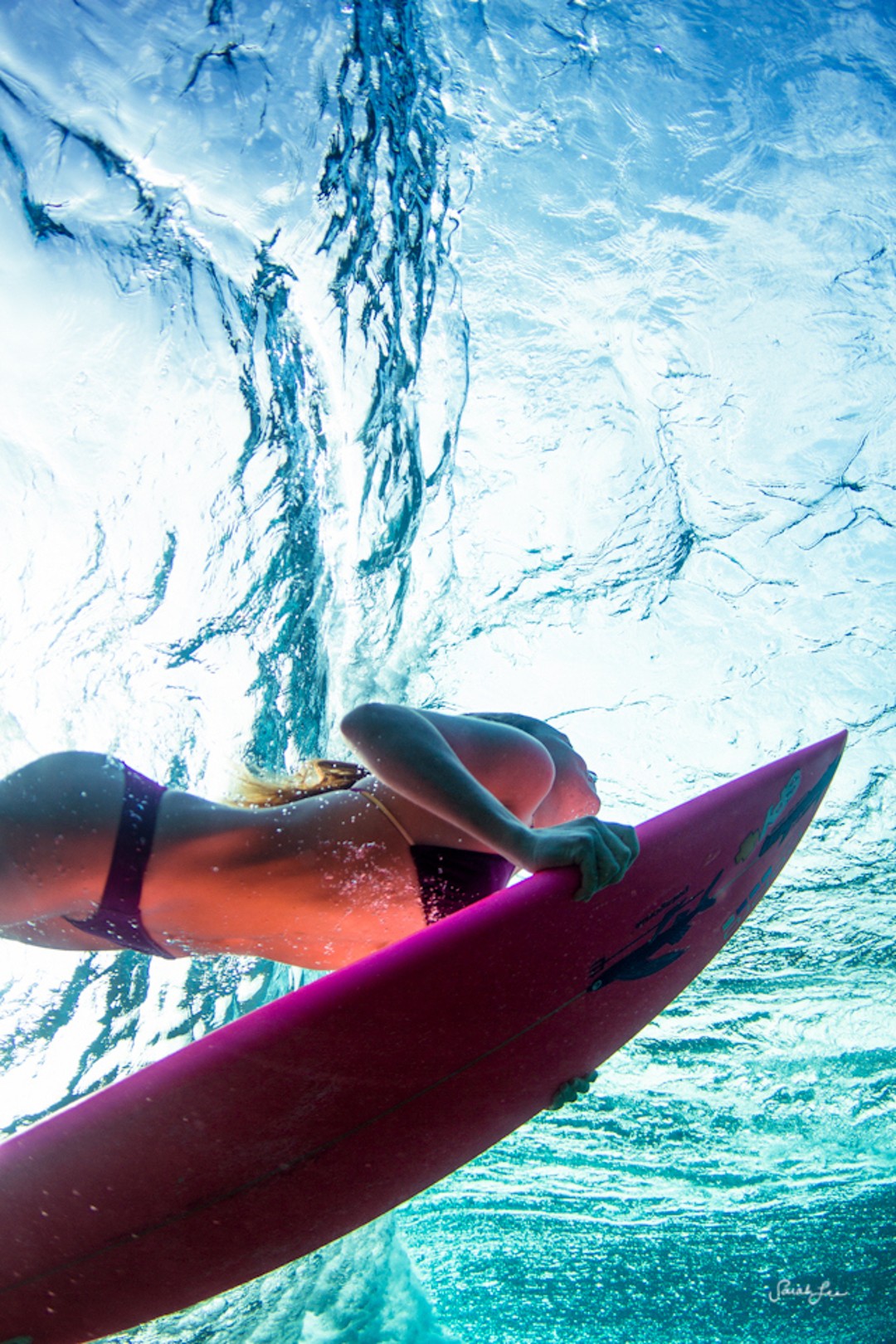 women model swimwear surfboards bikini underwater Wallpapers HD