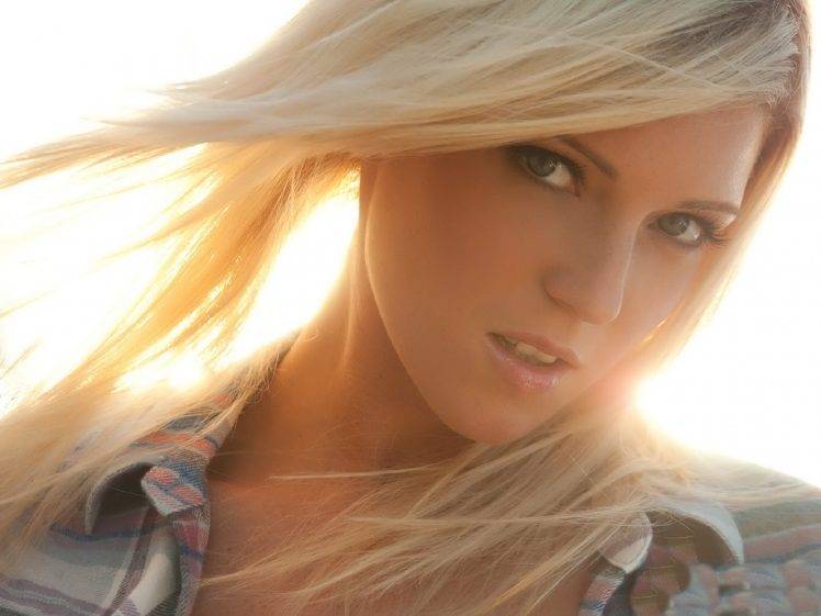 women model blonde eyes blue eyes natural lighting face open mouth HD Wallpaper Desktop Background