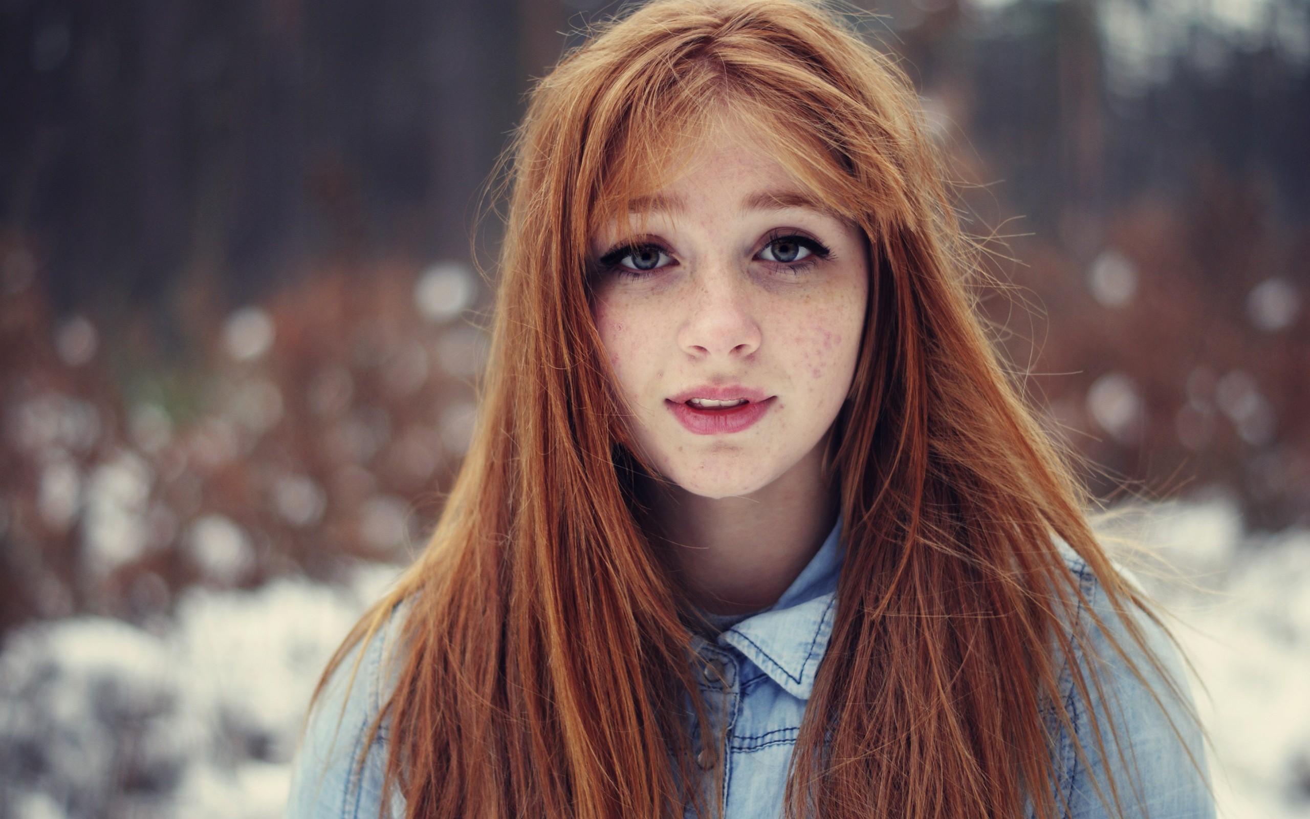 Women Brunette Redhead Face Women Outdoors Wallpapers Hd