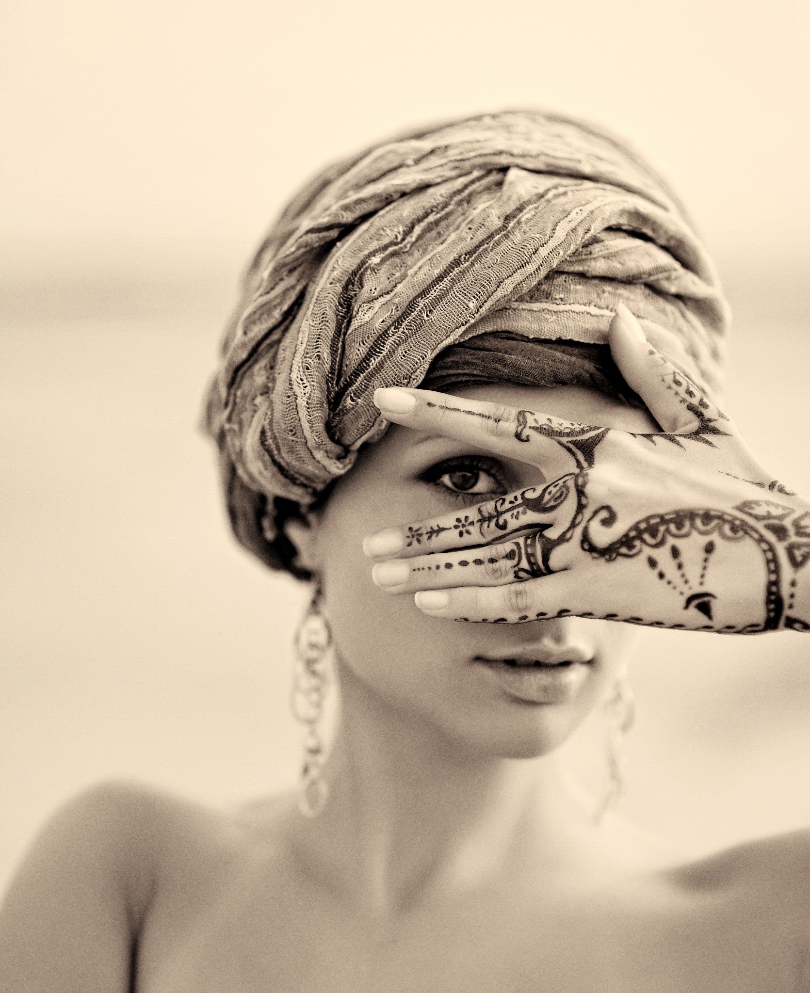 women tattoo sepia henna portrait Wallpaper