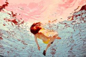 women water underwater high heels redhead bikini