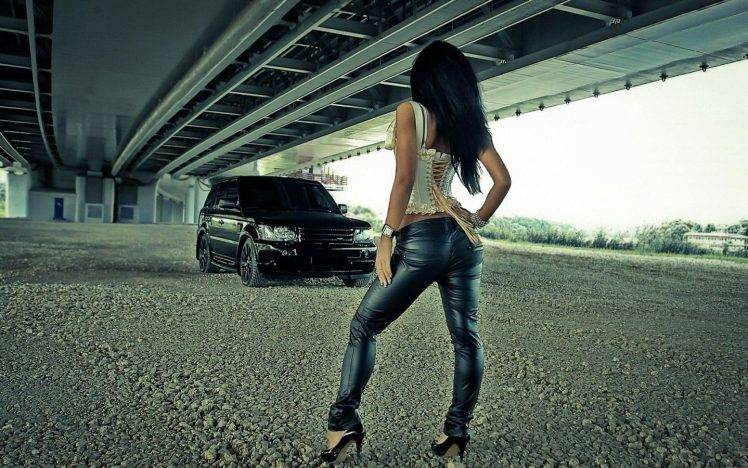 brunette car women range rover HD Wallpaper Desktop Background