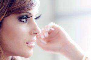 women eyelashes makeup face white