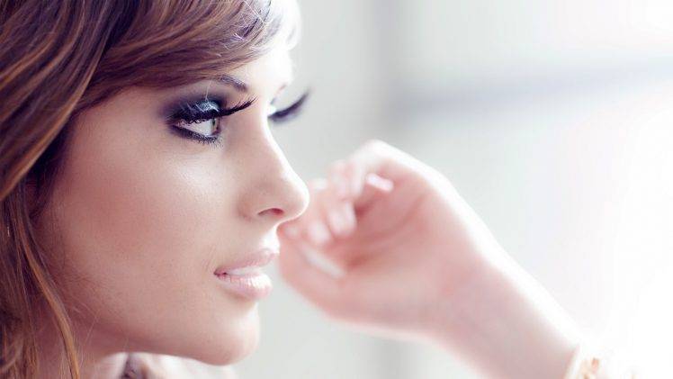 women eyelashes makeup face white HD Wallpaper Desktop Background