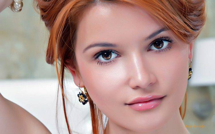 redhead model dina p women closeup face HD Wallpaper Desktop Background