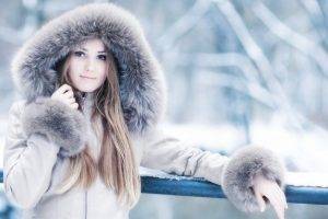 blonde model winter snow fur coats