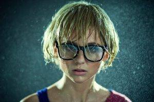 women glasses rain