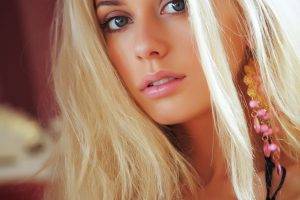 women blonde long hair jennifer mackay blue eyes face metart magazine lingerie