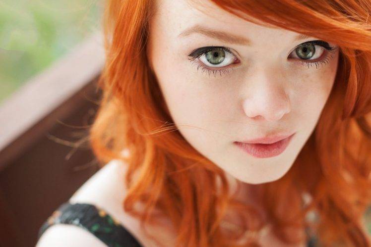 women redhead face freckles HD Wallpaper Desktop Background