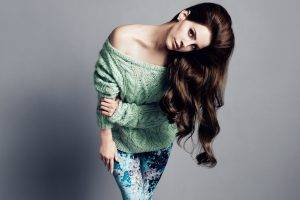 lana del rey women simple background singer long hair sweater
