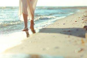 beach barefoot see through clothing