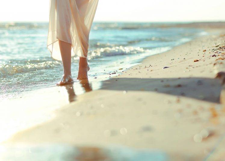 beach barefoot see through clothing HD Wallpaper Desktop Background
