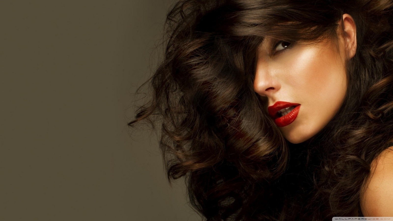 brunette women face long hair Wallpaper