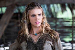 vikings tv series women blonde blue eyes gaia weiss porunn braids actress