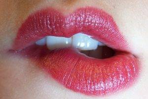 mouths lipstick red lipstick biting lip closeup juicy lips