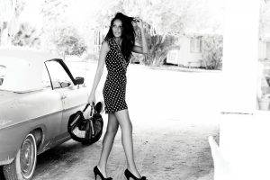 emanuela de paula women model brunette dress car high heels legs