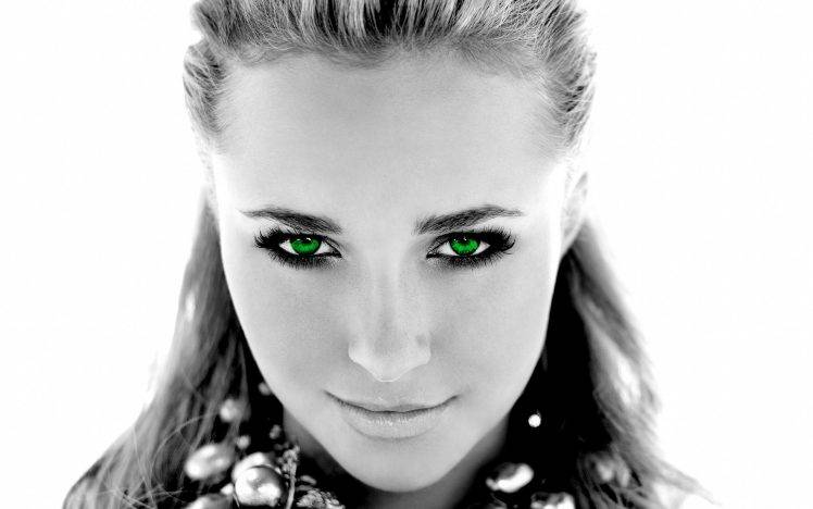 selective coloring eyes green eyes hayden panettiere HD Wallpaper Desktop Background