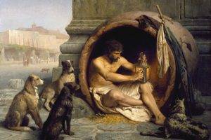painting diogenes jean leon gerome greek philosophers dog cynicism classic art sitting