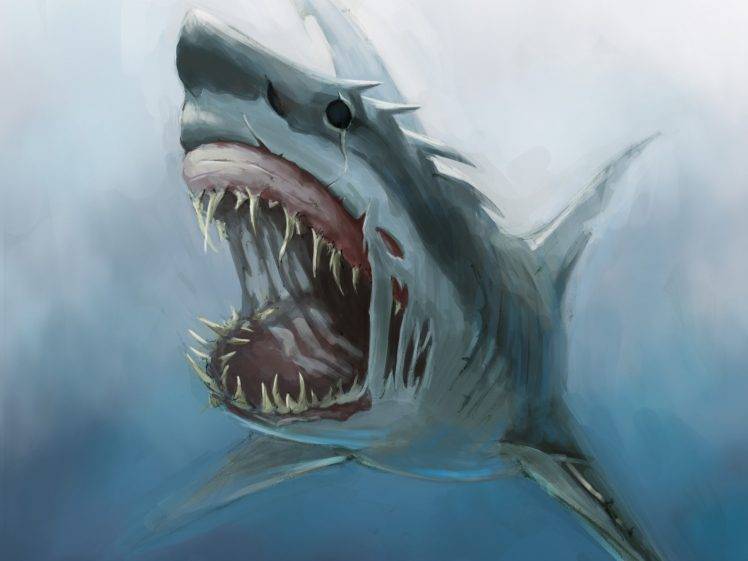 sea monsters shark drawing HD Wallpaper Desktop Background
