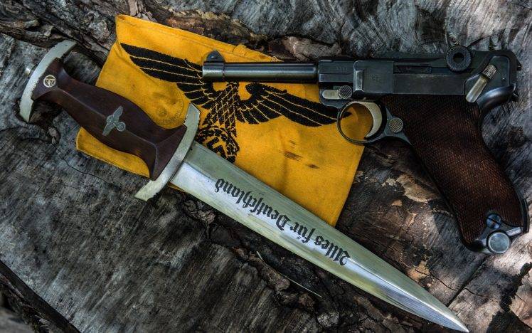 luger p08 gun pistol weapon knife nazi eagle reichsadler HD Wallpaper Desktop Background
