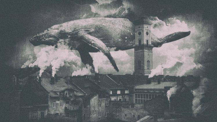 whale city smoke steampunk flying lviv HD Wallpaper Desktop Background