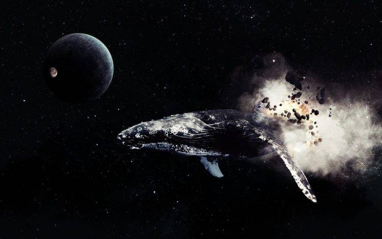 space stars planet moon whale comet HD Wallpaper Desktop Background
