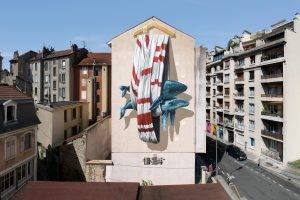 building house city cityscape grenoble france urban graffiti mural street street art animals whale rooftops