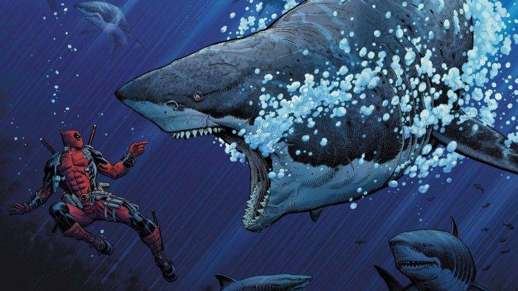 deadpool shark marvel comics HD Wallpaper Desktop Background