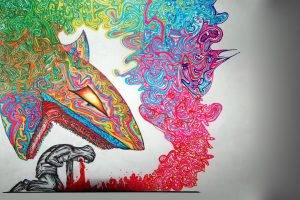 surreal psychedelic shark