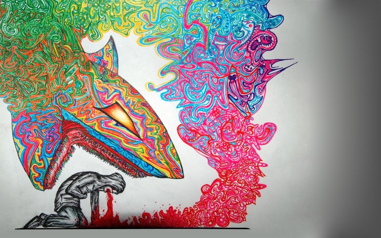 surreal psychedelic shark Wallpaper