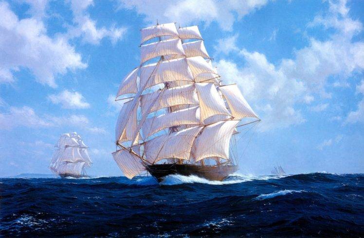 sailing ship, Sea HD Wallpaper Desktop Background