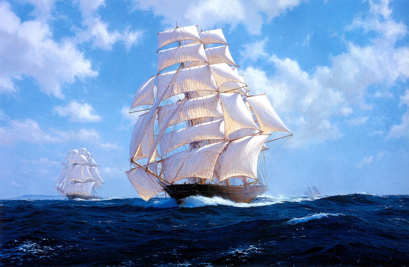 sailing ship, Sea Wallpaper