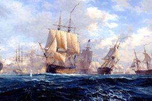 ocean battle, Sailing ship, Sea